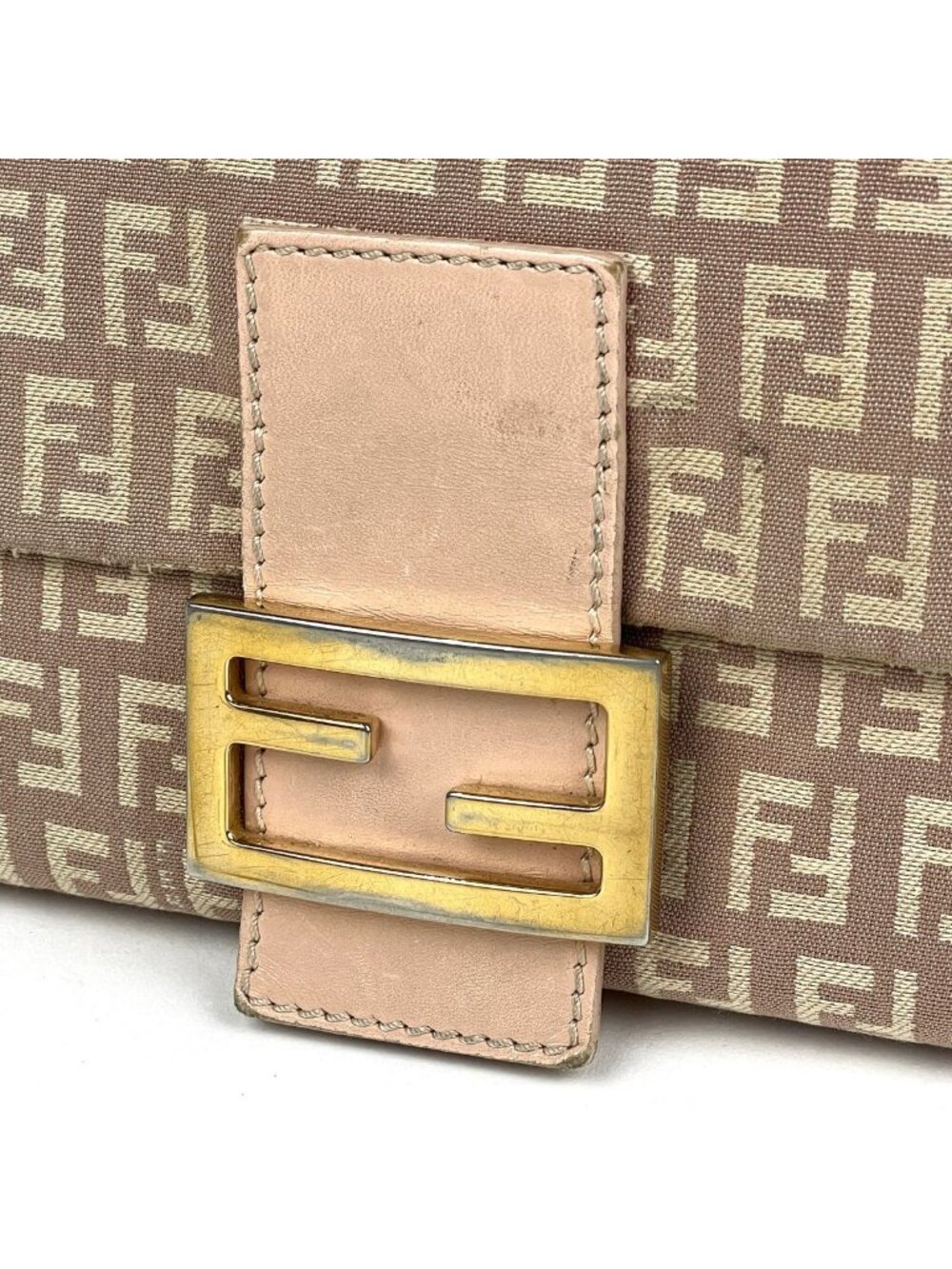 Fendi Zucchino Pattern Shoulder Bag Mamma Baguette Canvas Pink - Picture 4 of 10
